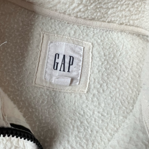 Gap Women’s Ivory Fleece Sherpa Zip Up Jacket Small - Picture 4 of 8